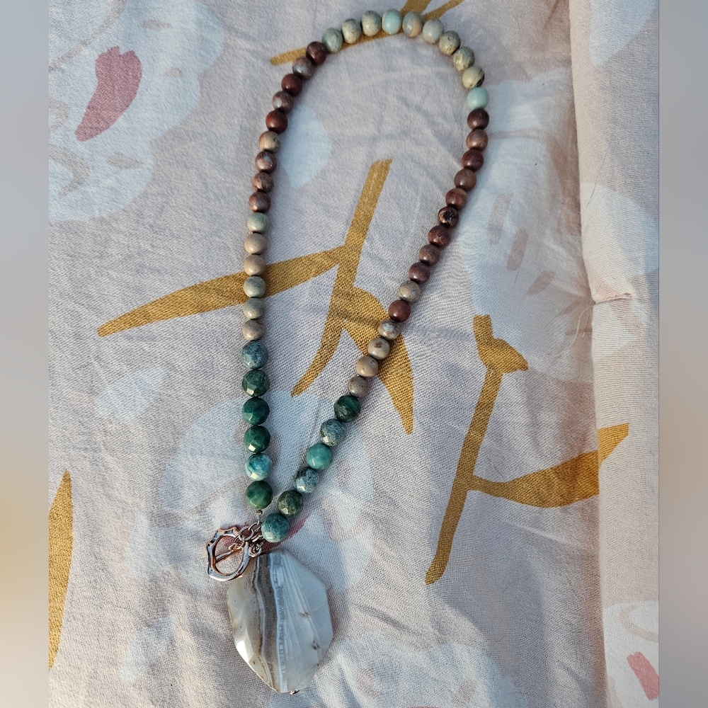 Real stone beaded necklace